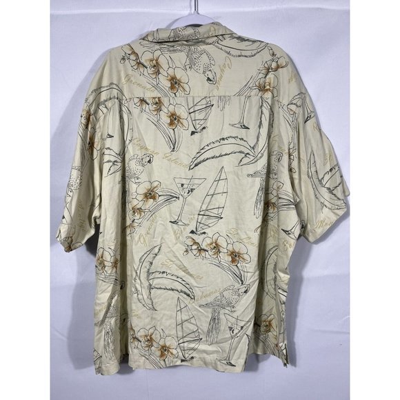 Caribbean Men's 3XL Short Sleeve Button Up Shirt Hawaiian Palm‎ 100% Rayon Trees - Picture 5 of 7